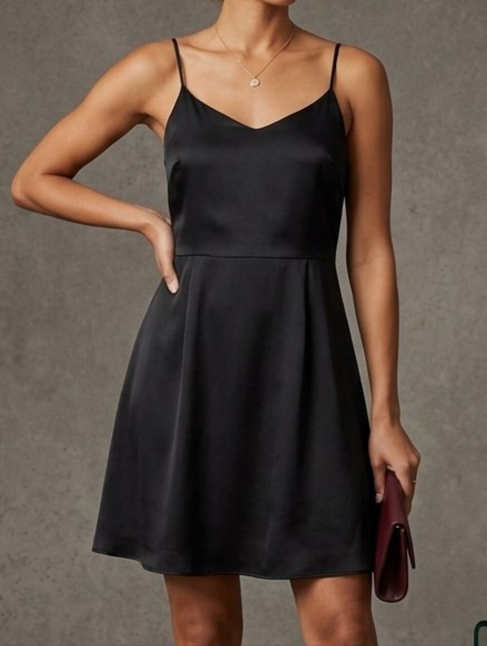 317h. Broadway & Broome 100% Silk Cami Mini Skater Dress Black 10